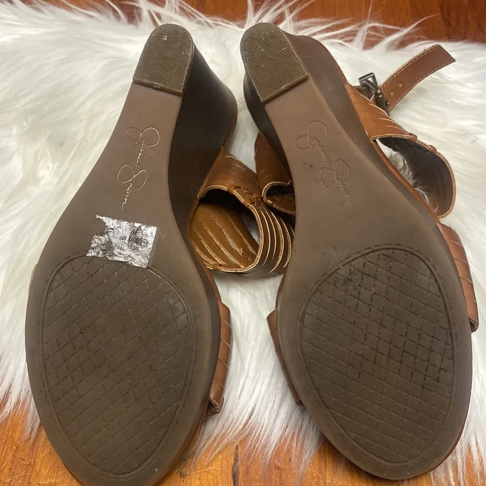 Jessica Simpson brown wedge sandals size 8